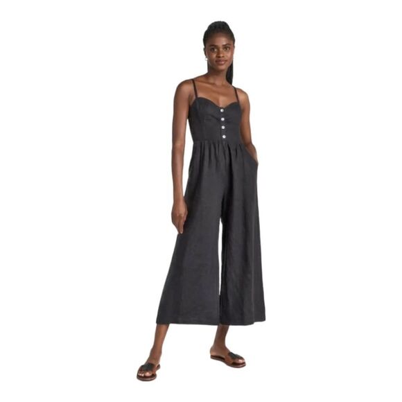 Madewell NWT Linen Wide-Leg Sleeveless Summer Jumpsuit sz 0 - Picture 4 of 16